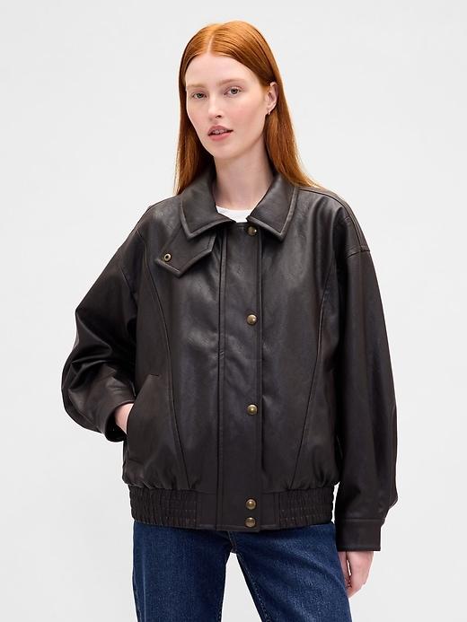 oversized vegan leather jacket