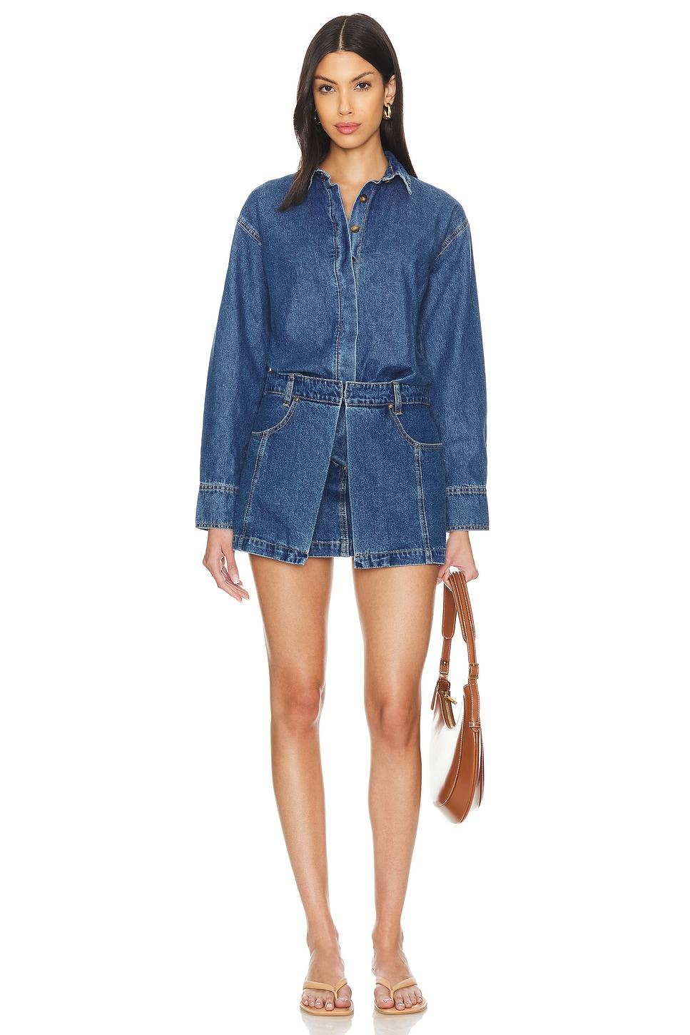 overturn denim mini dress