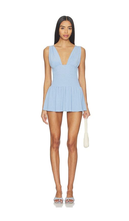 ow collection alba mini dress in baby blue.