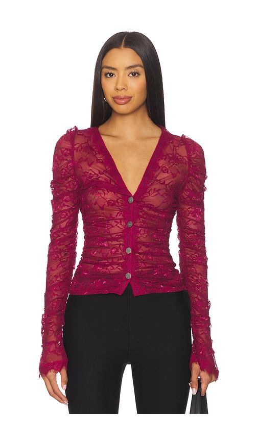ow collection audrey top in burgundy.