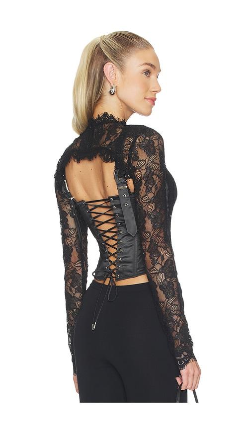ow collection brisa corset top in black.