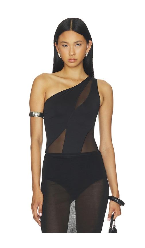 ow collection curve bodysuit in black.