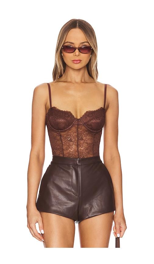 ow collection layce bodysuit in brown.