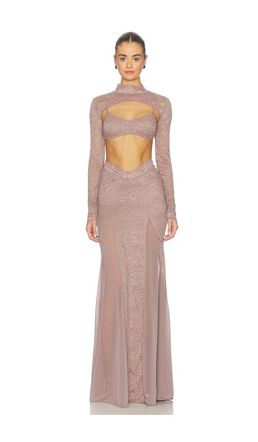 ow collection naia maxi dress in brown.