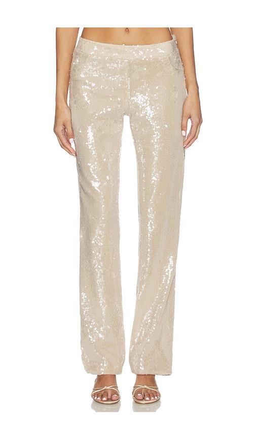 ow collection ruby sequin pants in tan.