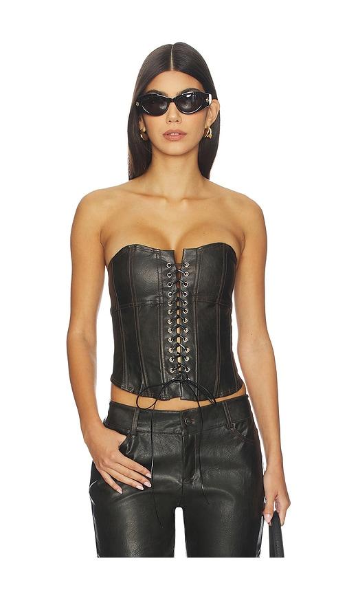 ow collection sable corset top in black.