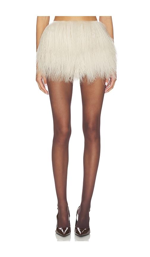 ow collection thea mini skirt in beige.