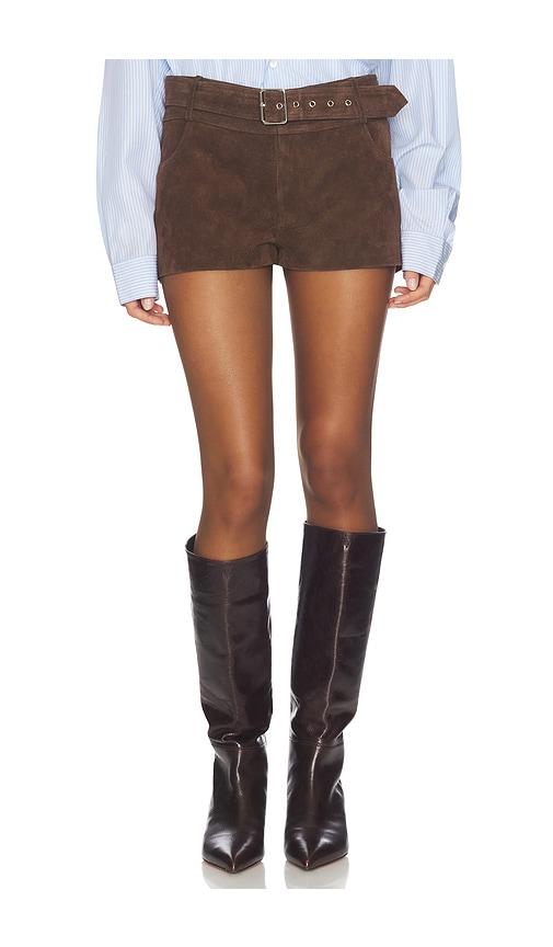 ow collection zade mini short in brown.