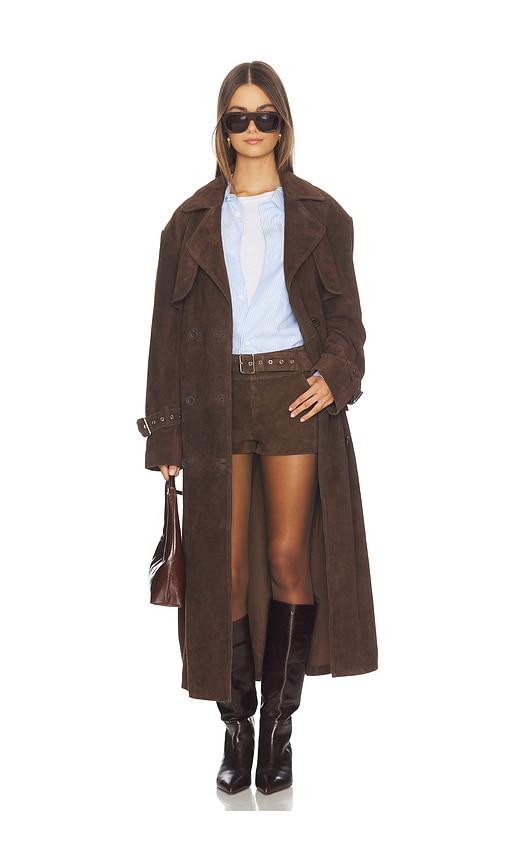 ow collection zade trench coat in brown.