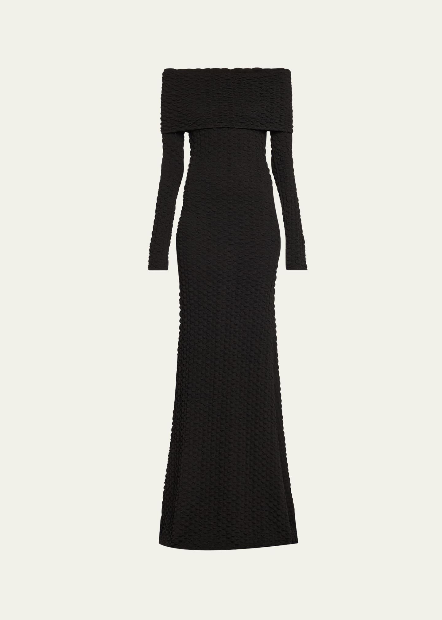 ozara off-shoulder column dress