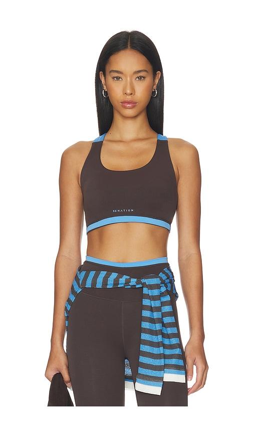p.e nation highgate sports bra in chocolate.