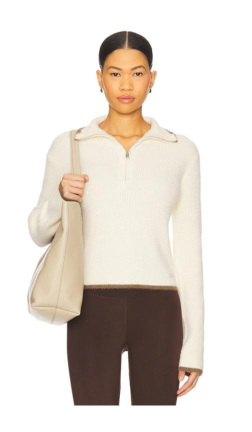 p.e nation ignite zip neck knit sweater in cream.