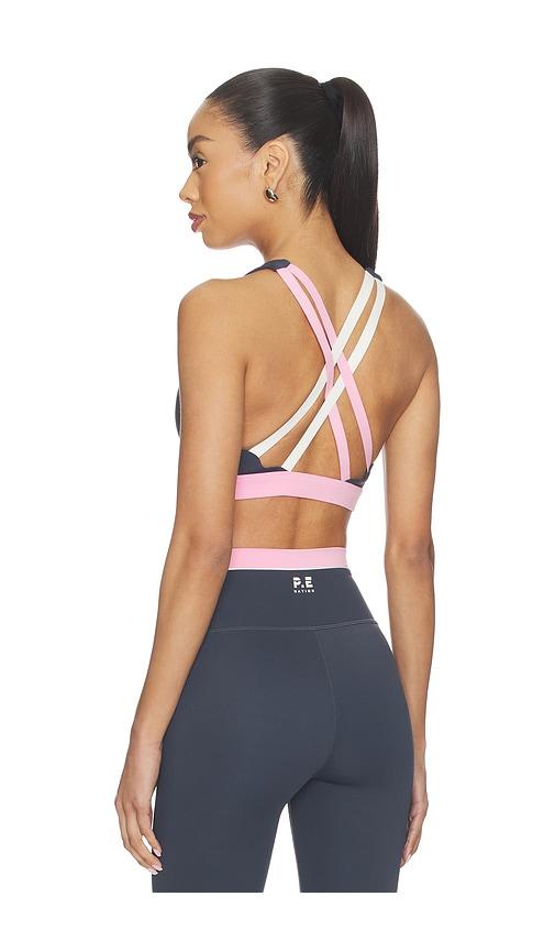 p.e nation lumify sports bra in slate,pink.