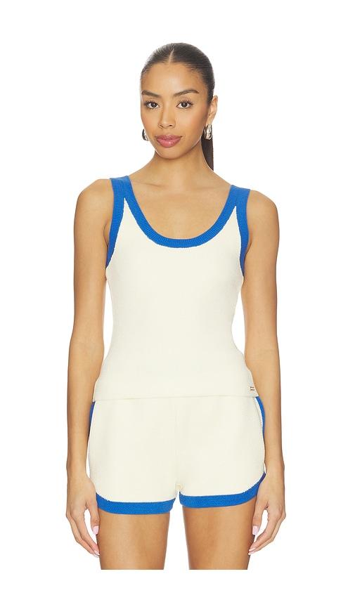 p.e nation odyssey knit tank top in white,blue.