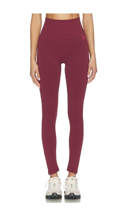 p.e nation restore seamless legging in burgundy.