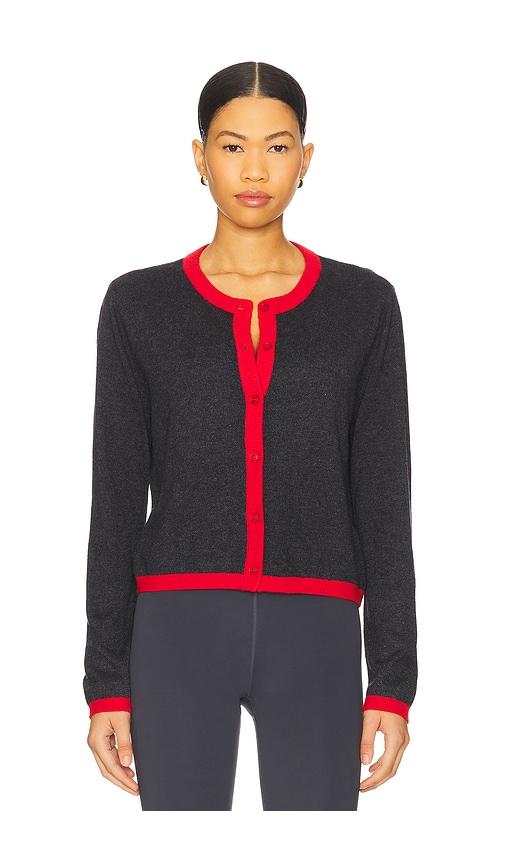 p.e nation rise knit cardigan in navy.