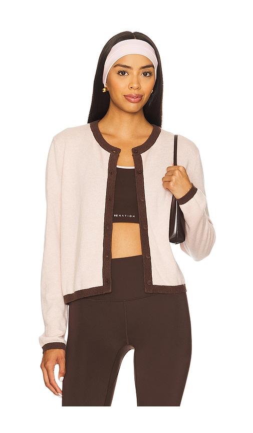 p.e nation rise knit cardigan in pink.