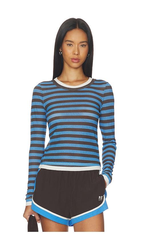 p.e nation serene stripe longsleeve tee in blue,chocolate.