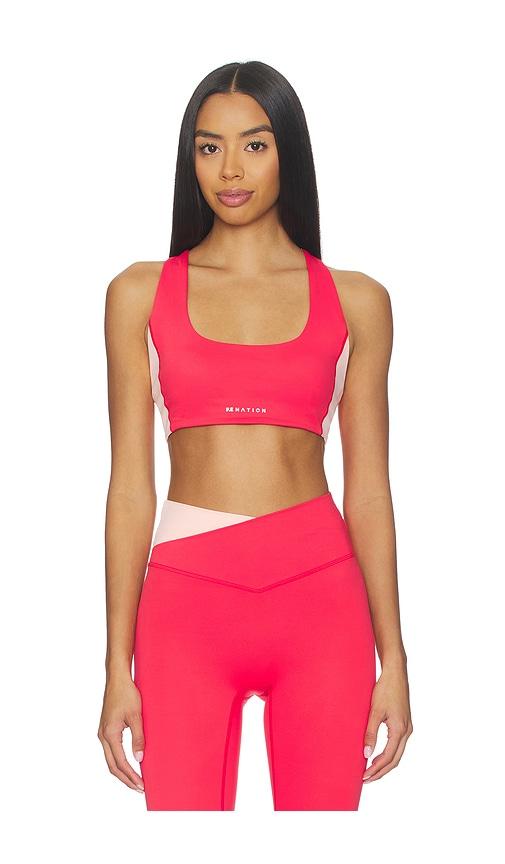 p.e nation zone sports bra in red.
