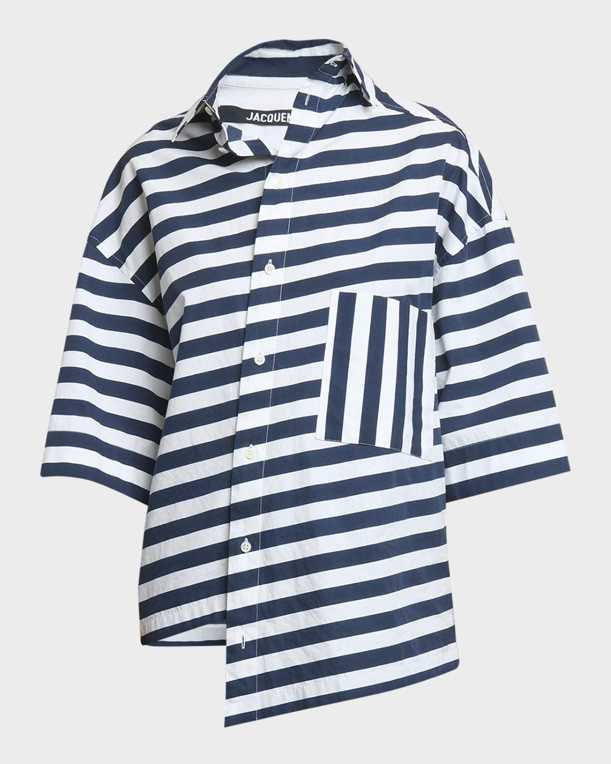 pablo stripe monogram asymmetric top