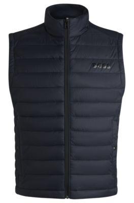 packable gilet with tonal logo- dark blue men's casual jackets