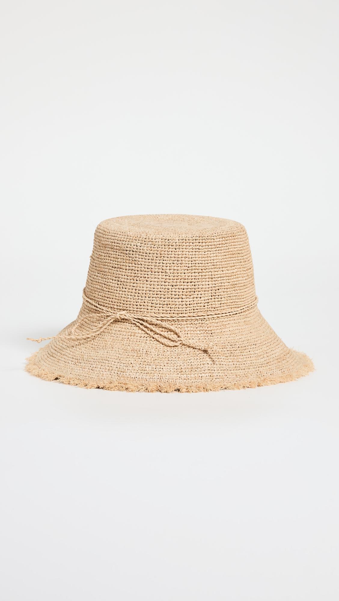 packable raffia bucket hat