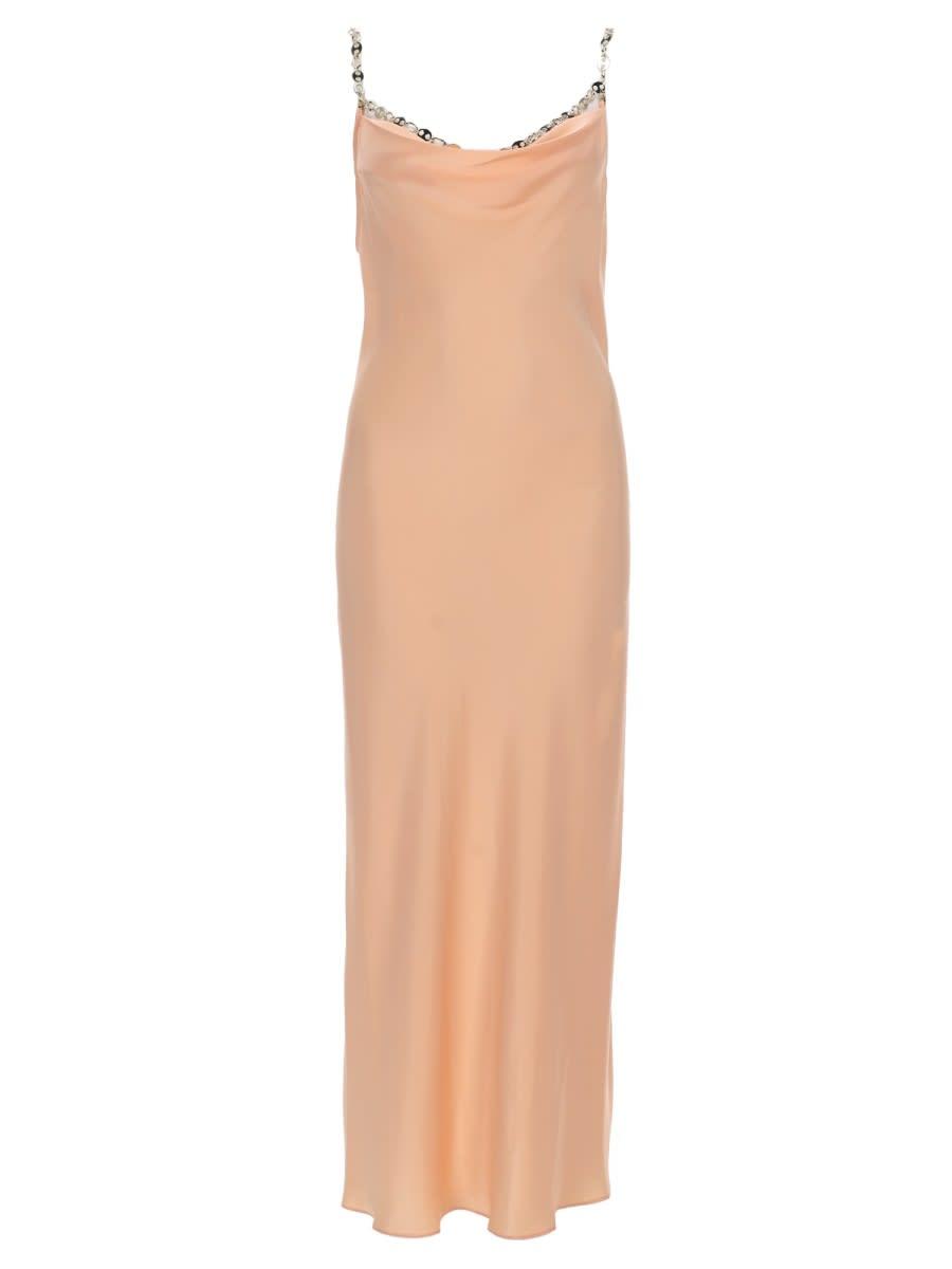 paco rabanne abito midi in raso