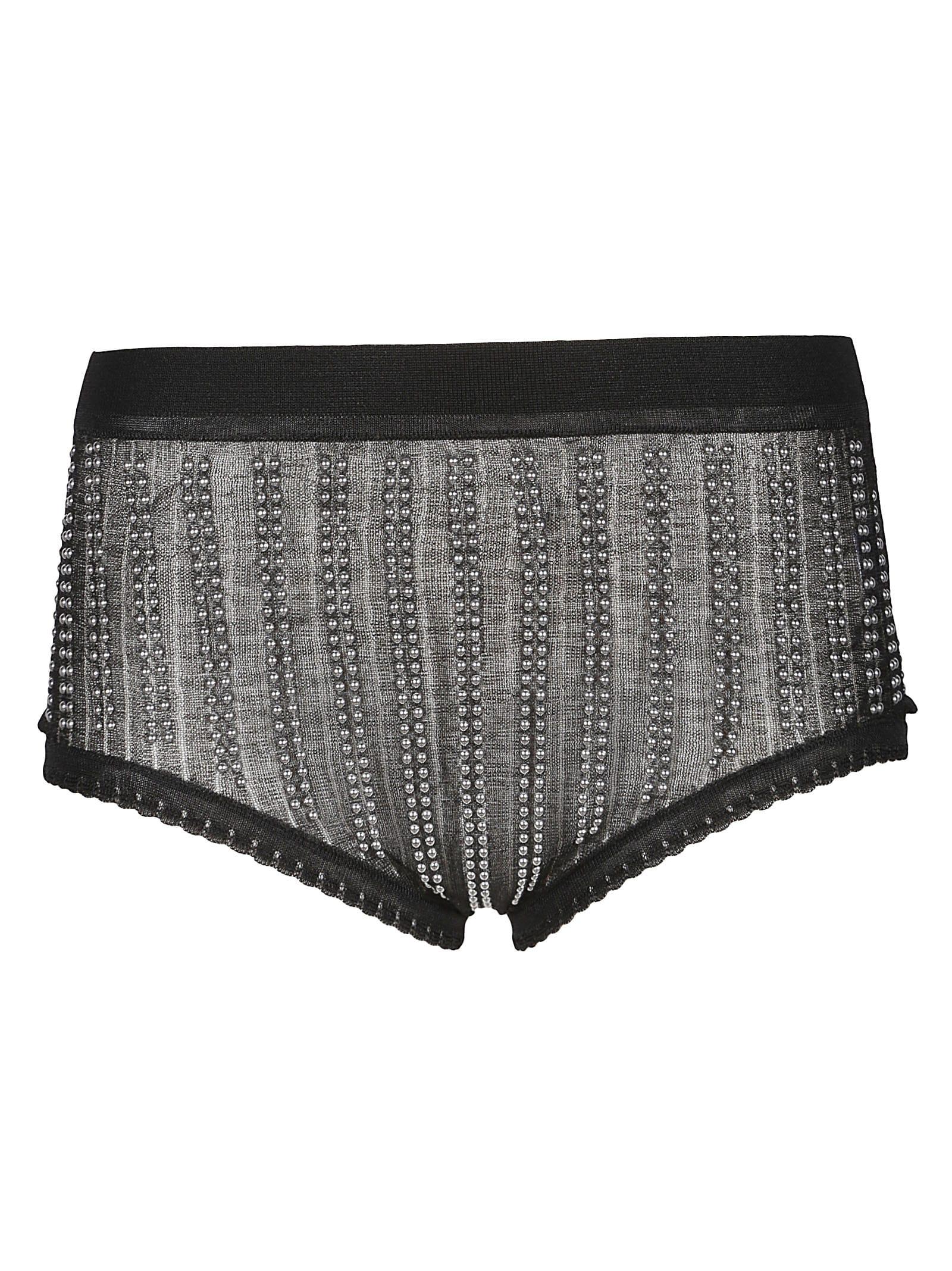 paco rabanne black knitted high waisted briefs with studs