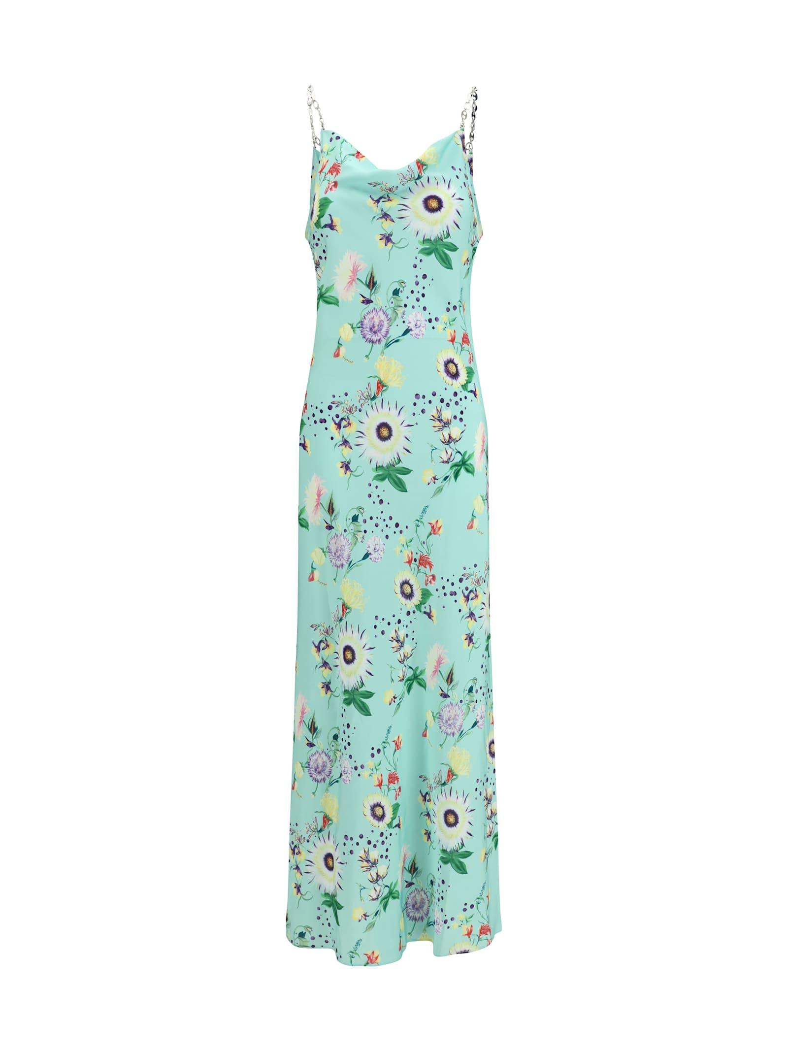 paco rabanne chain-detail floral maxi dress