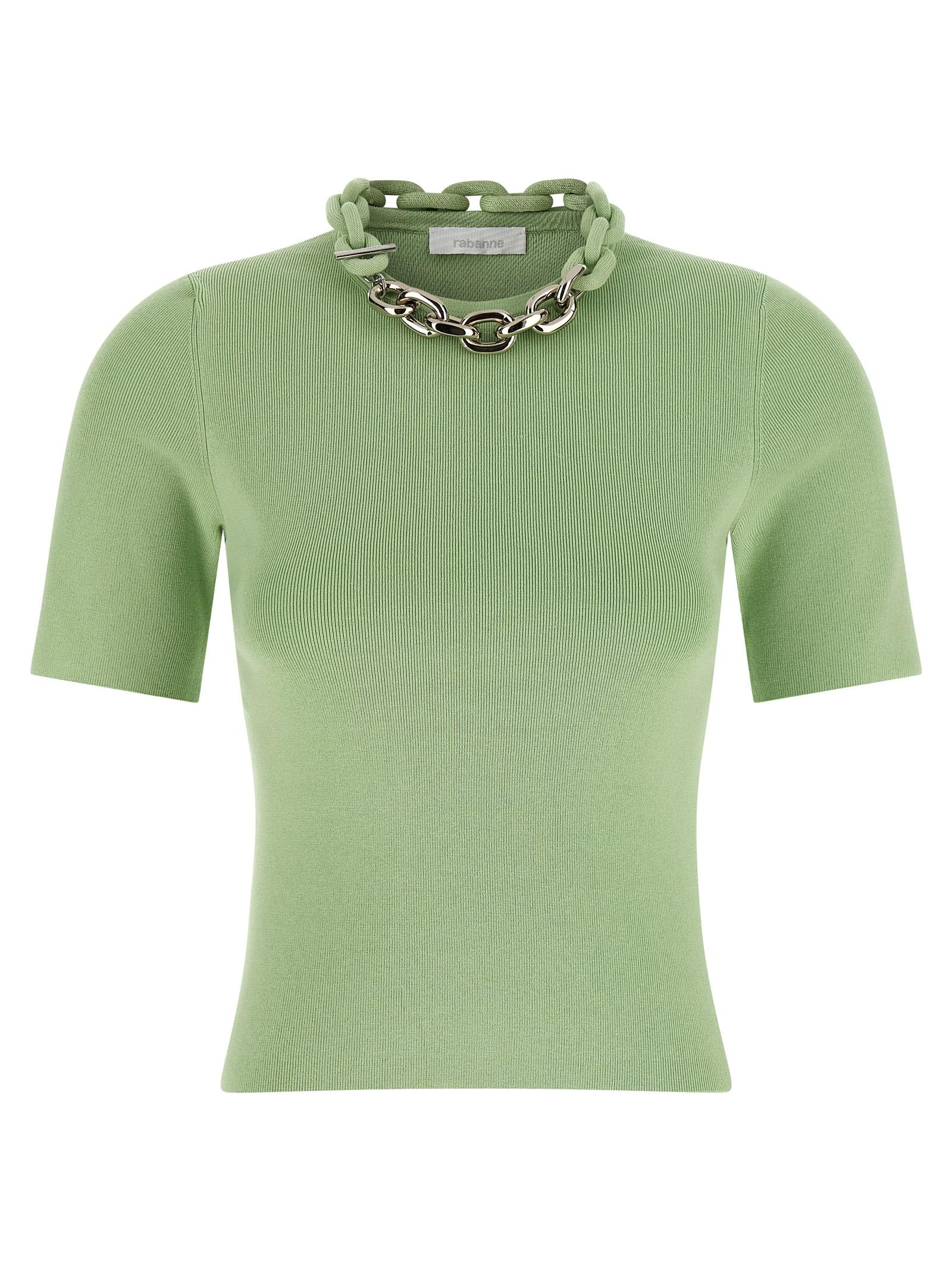 paco rabanne chain t-shirt green so cotton elastane - women