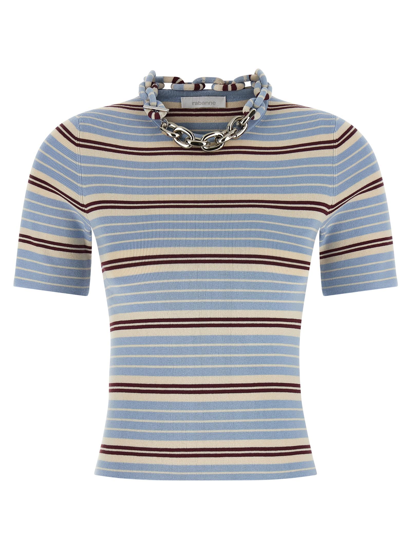 paco rabanne chain t-shirt light blue so cotton elastane - women
