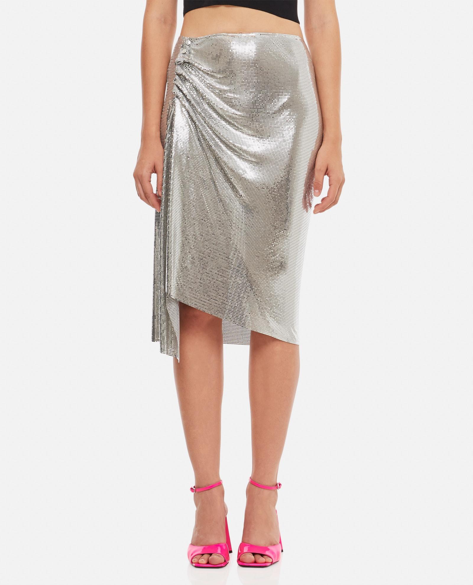 paco rabanne draped aluminum midi skirt