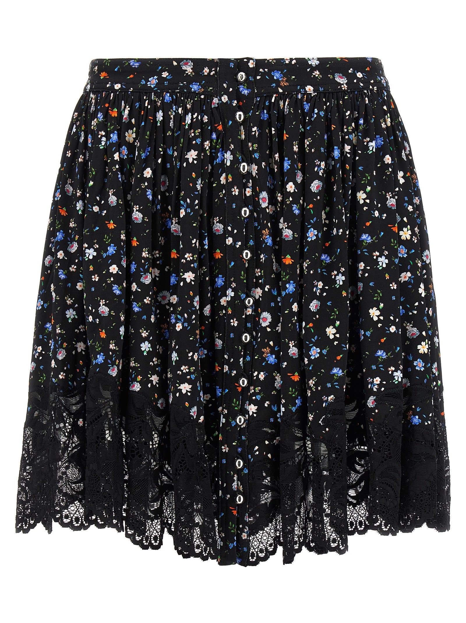 paco rabanne floral lace skirt