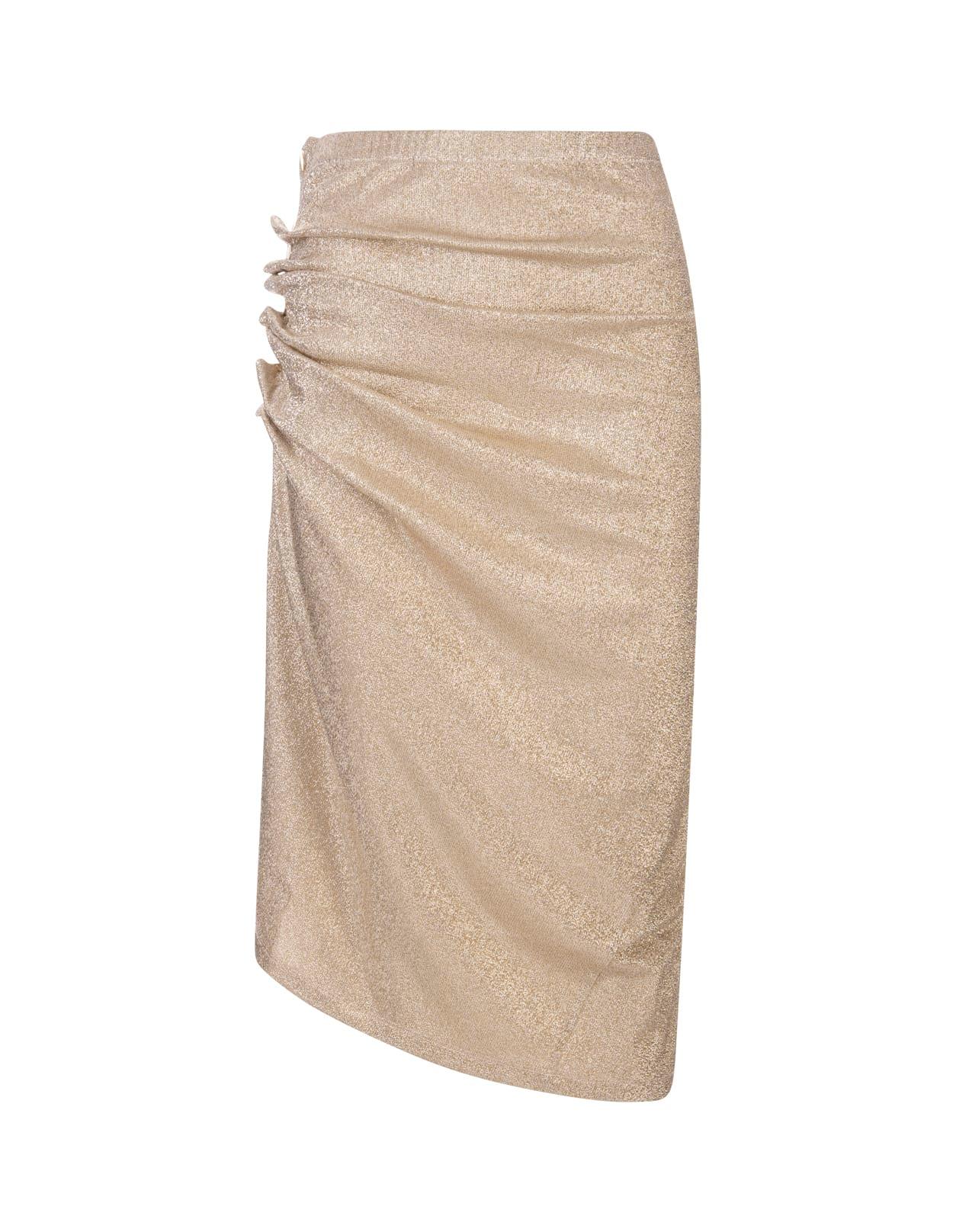 paco rabanne gold lurex midi skirt