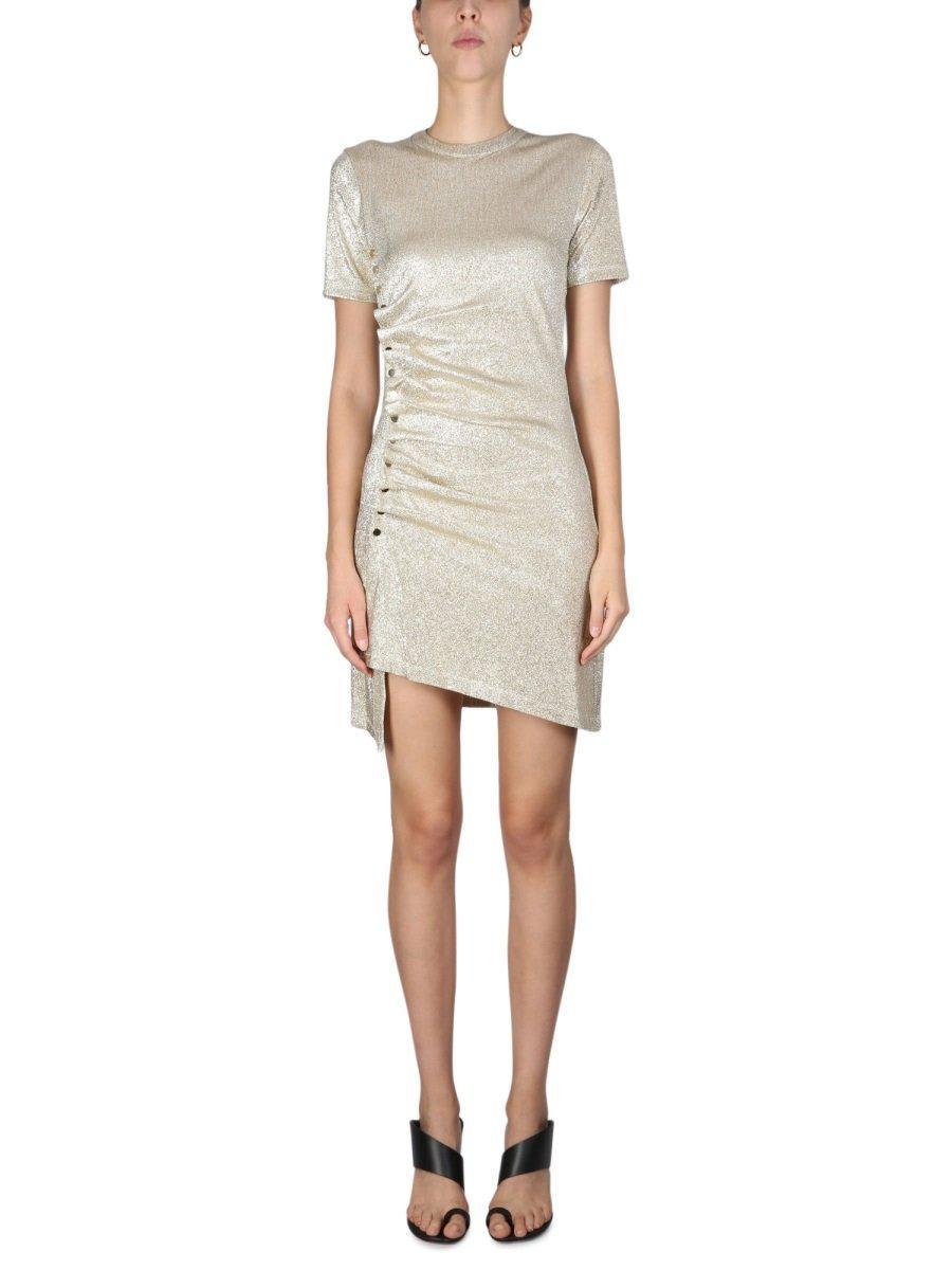 paco rabanne gold lurex short dress