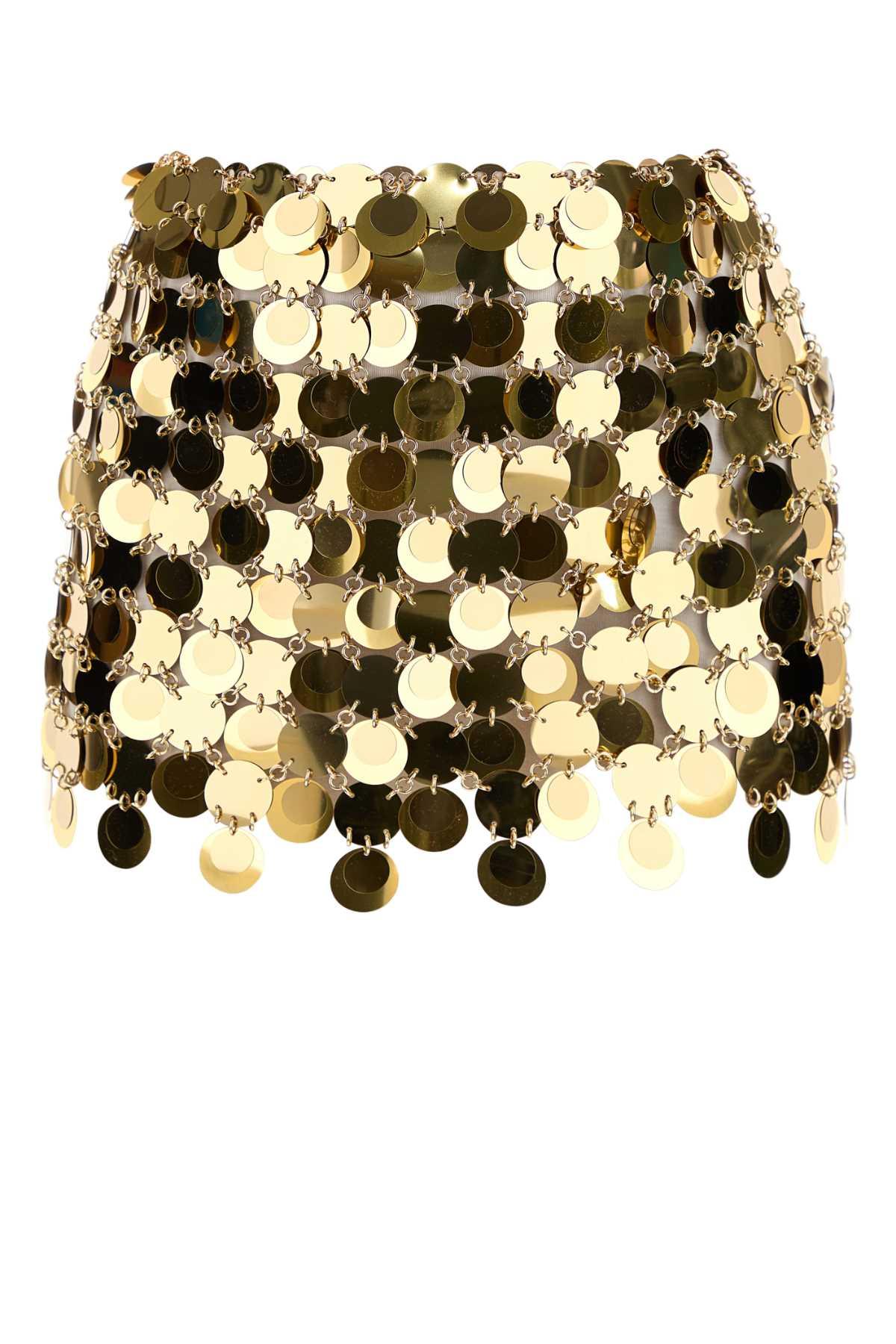paco rabanne gold maxi sequins mini skirt