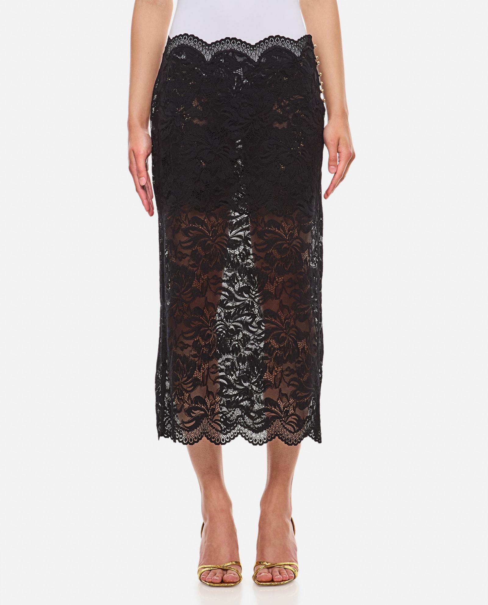 paco rabanne lace long midi skirt