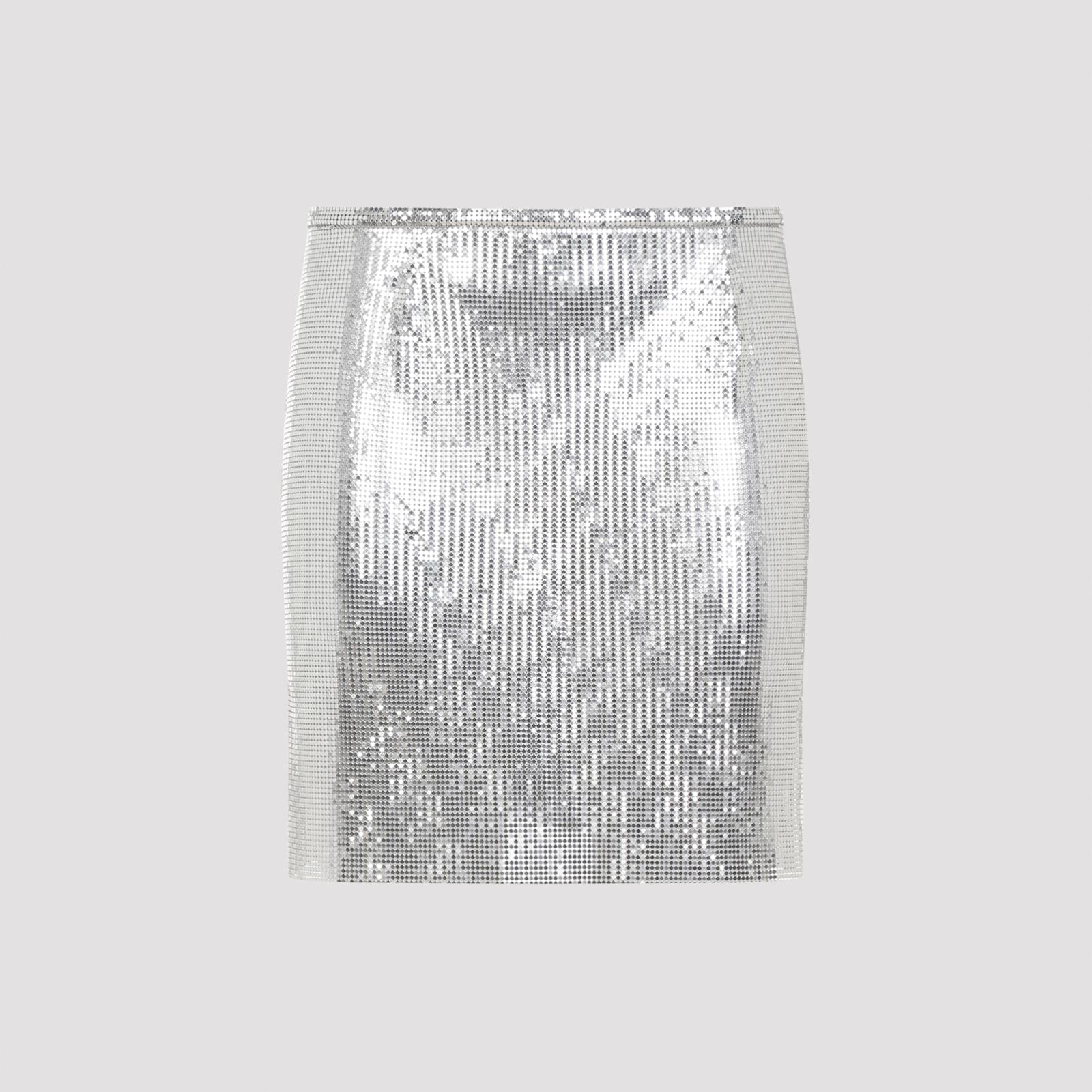 paco rabanne metallic miniskirt with high waist and chainmail detail