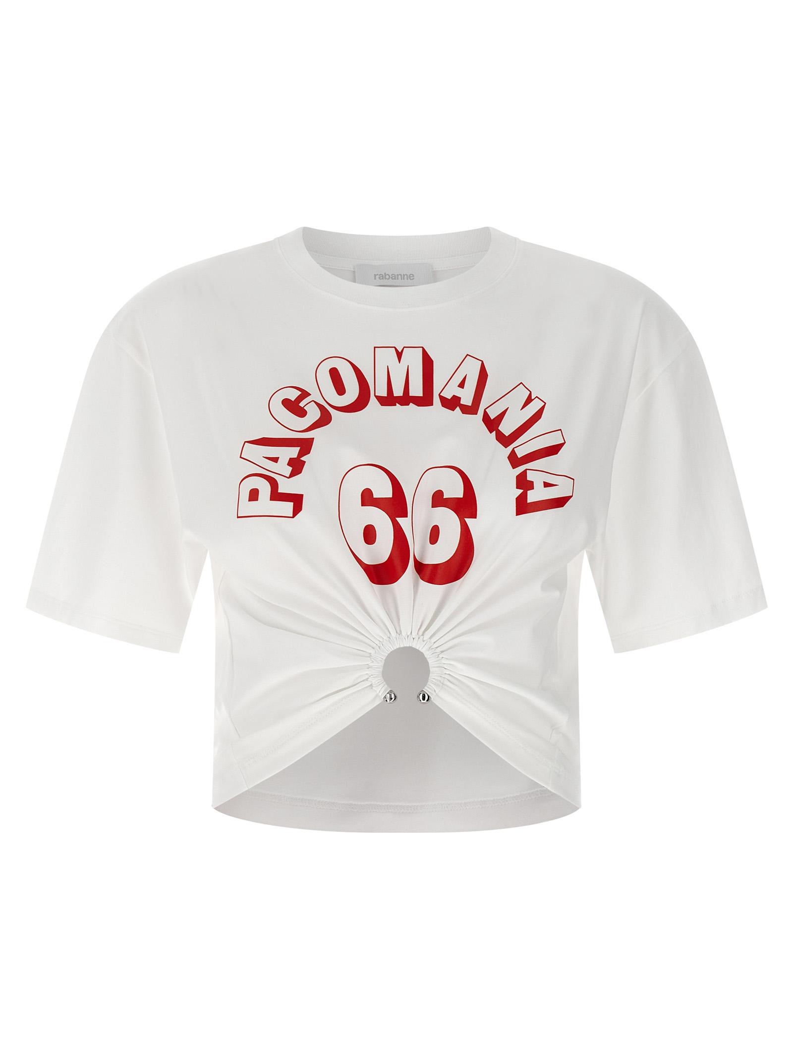 paco rabanne printed piercing t-shirt white cotton - women