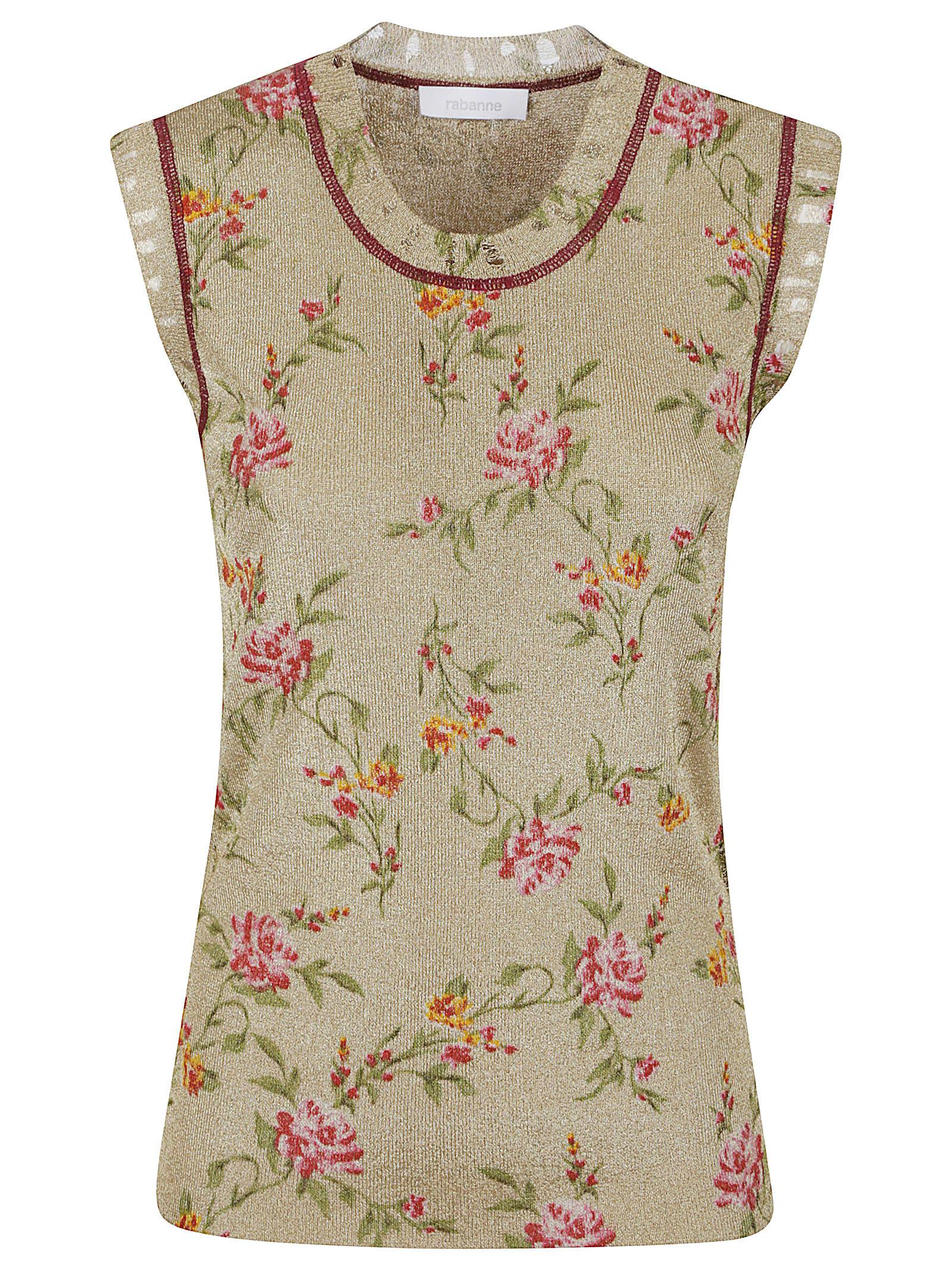 paco rabanne rabanne floral-print tank top blue
