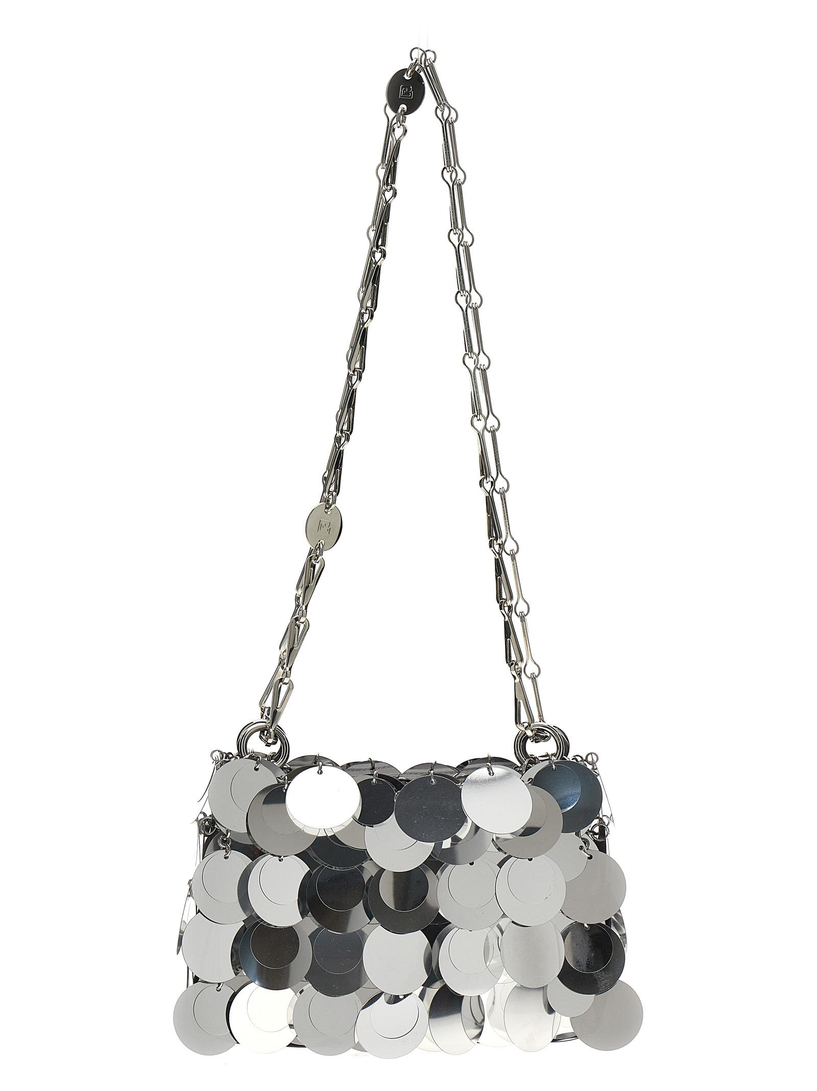 paco rabanne sparkle discs nano shoulder bag silver brass - women