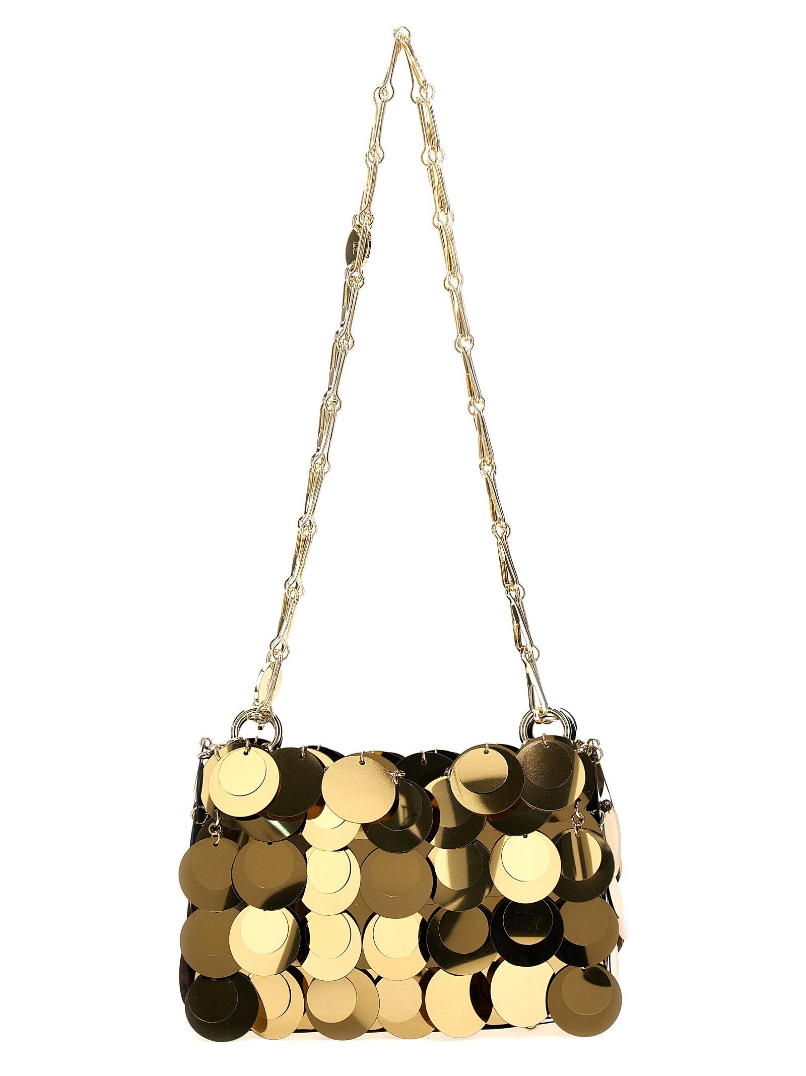 paco rabanne sparkle nano handbag gold polyester hand bags - women