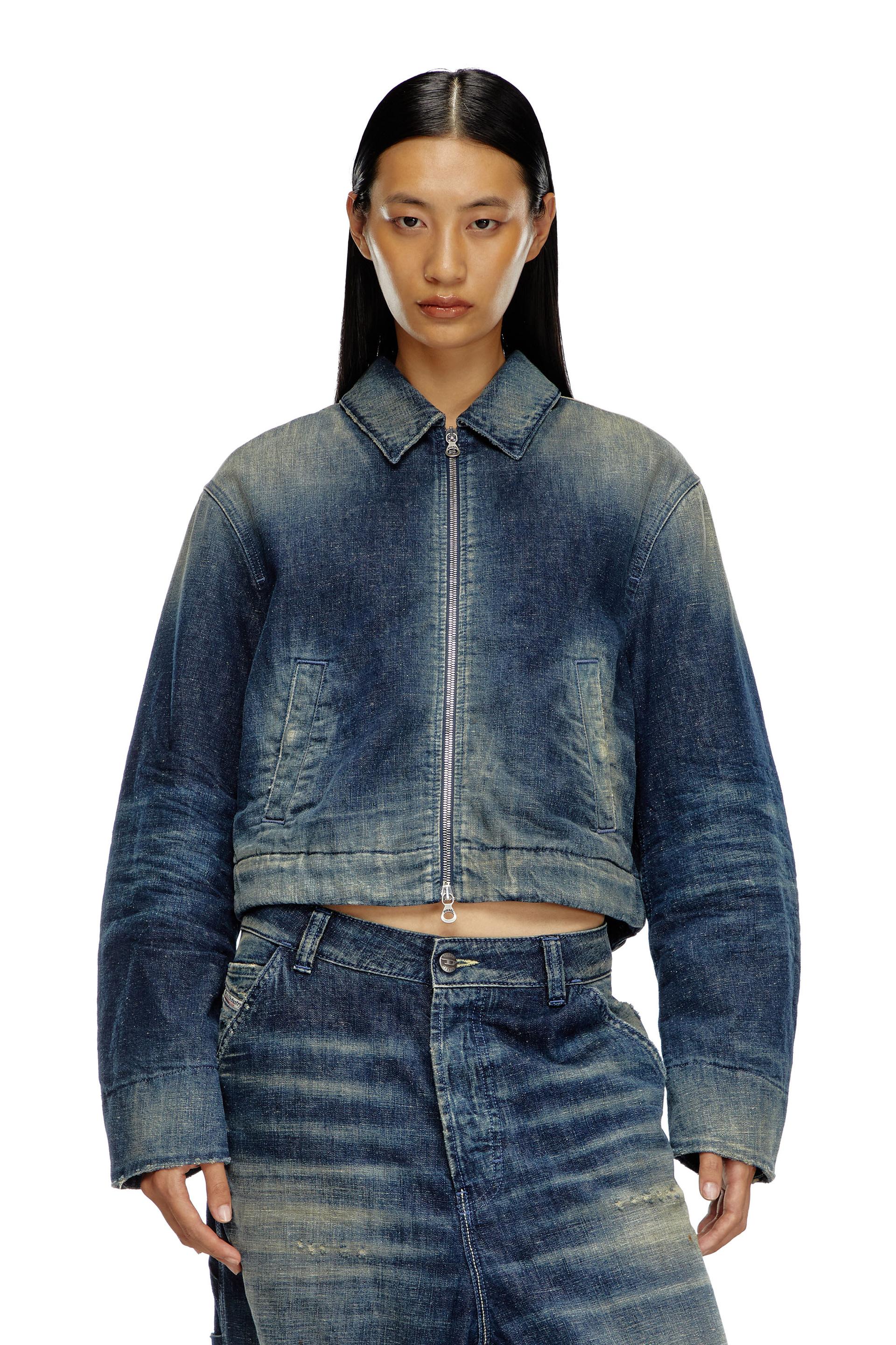 padded jacket in utility-style denim