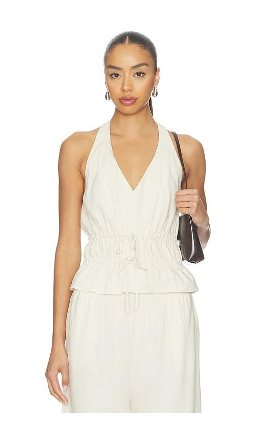 paige alysha linen top in cream.