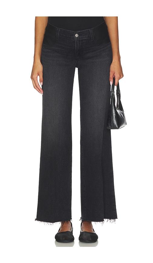 paige anessa maternity wide leg jeans in black.
