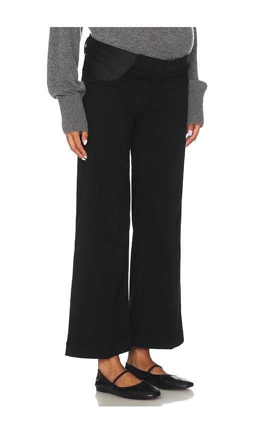 paige anessa maternity wide leg jeans in black.