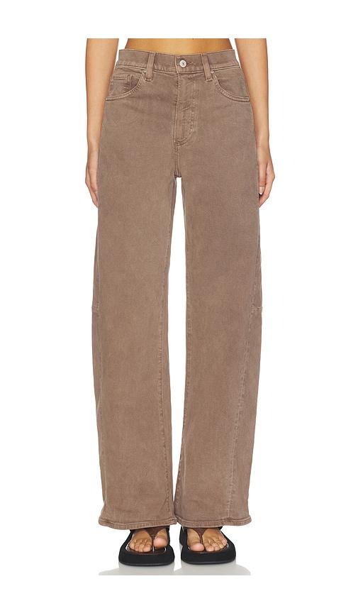 paige arellia skimmer outseam panels jeans in brown.