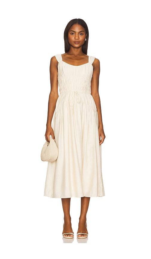paige arpeggio dress in cream.