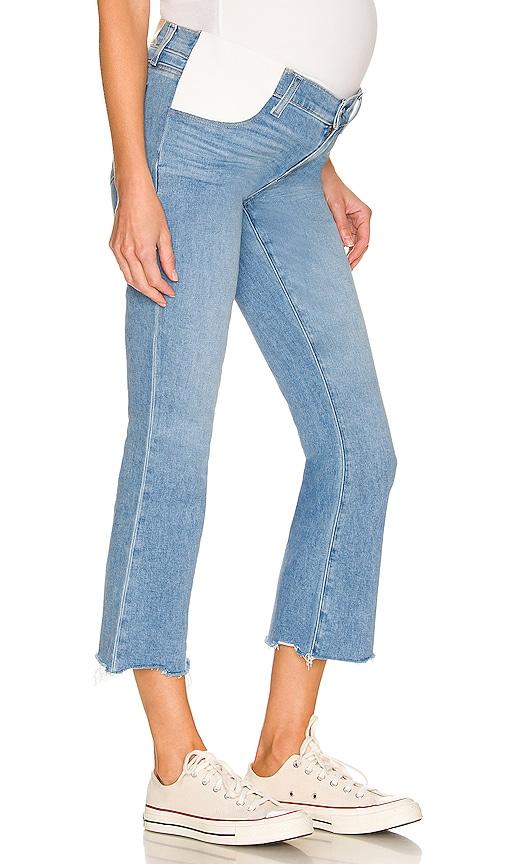 paige colette maternity crop flare jeans in denim-light.