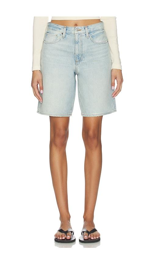 paige faye short in blue.